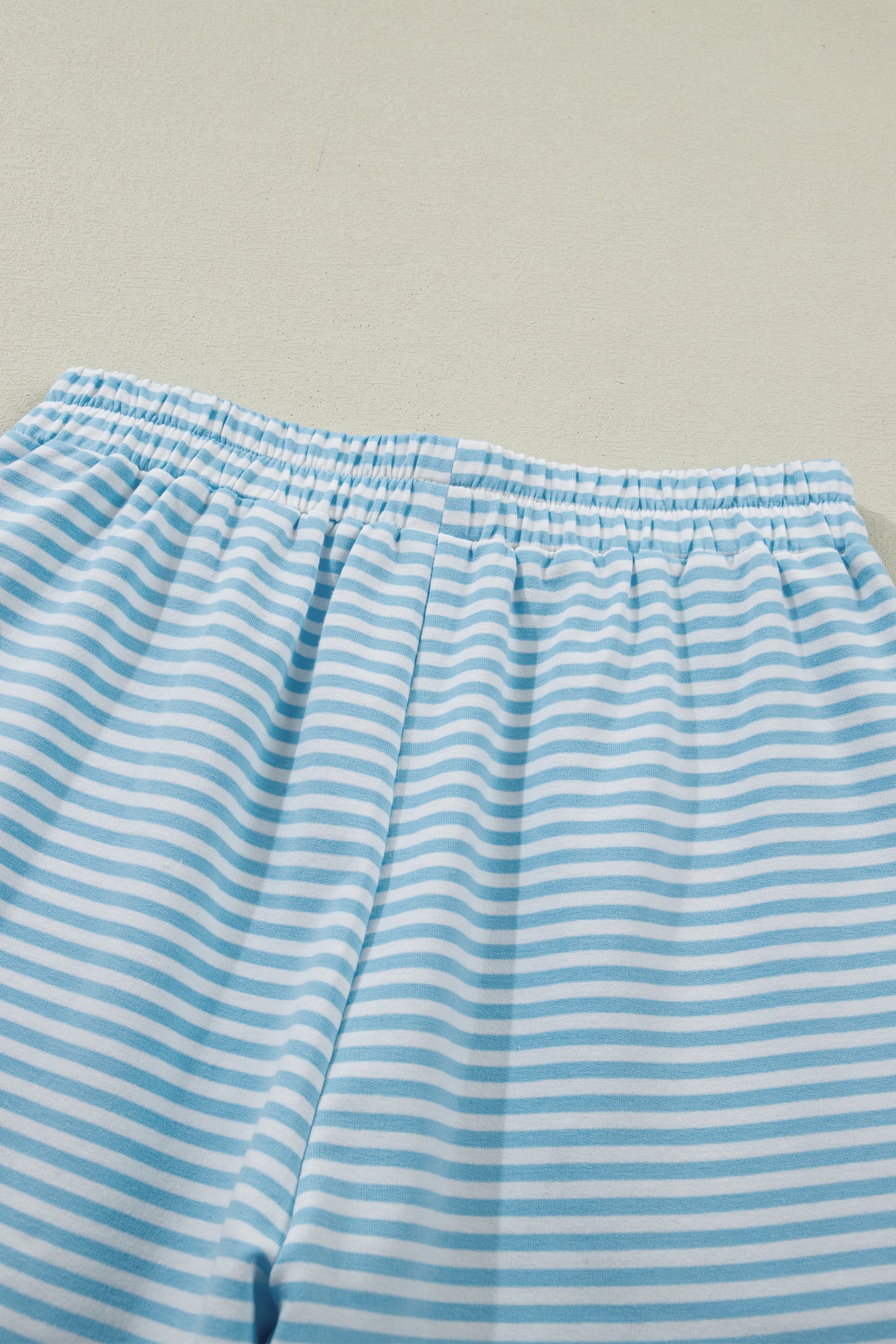 Stripe Cuffed Sleeve Contrast Mock Neck Tee Casual 2pcs Short Set