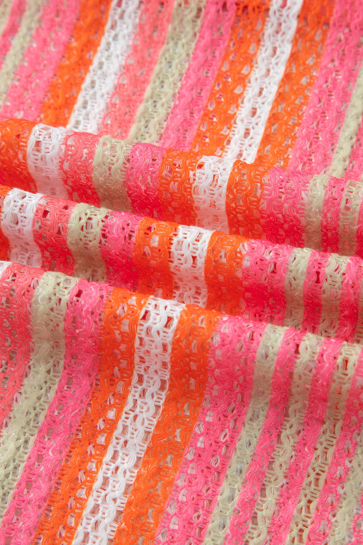 Pink Stripe Ruffled Straps Ribbon Knot Flowy Vacation Maxi Dress