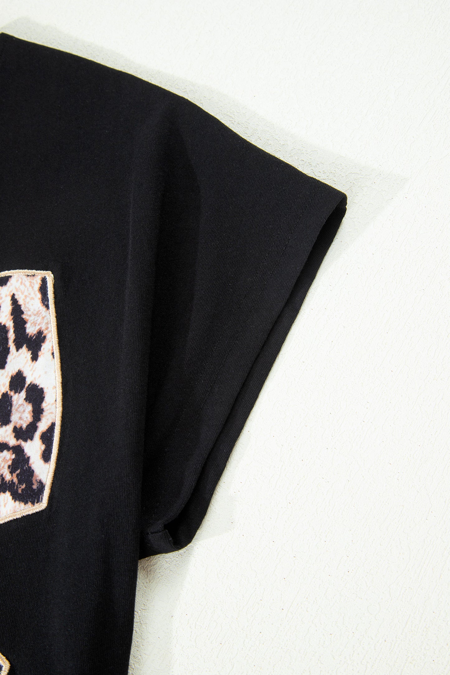 White Leopard Bow Embroidered Cotton Round Neck T Shirt
