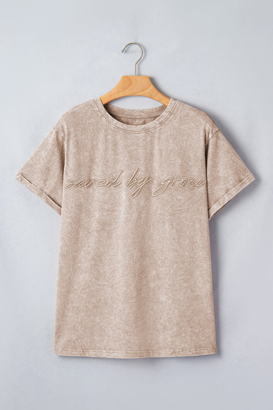 Casual saved by grace Mineral Washed Cotton T Shirt