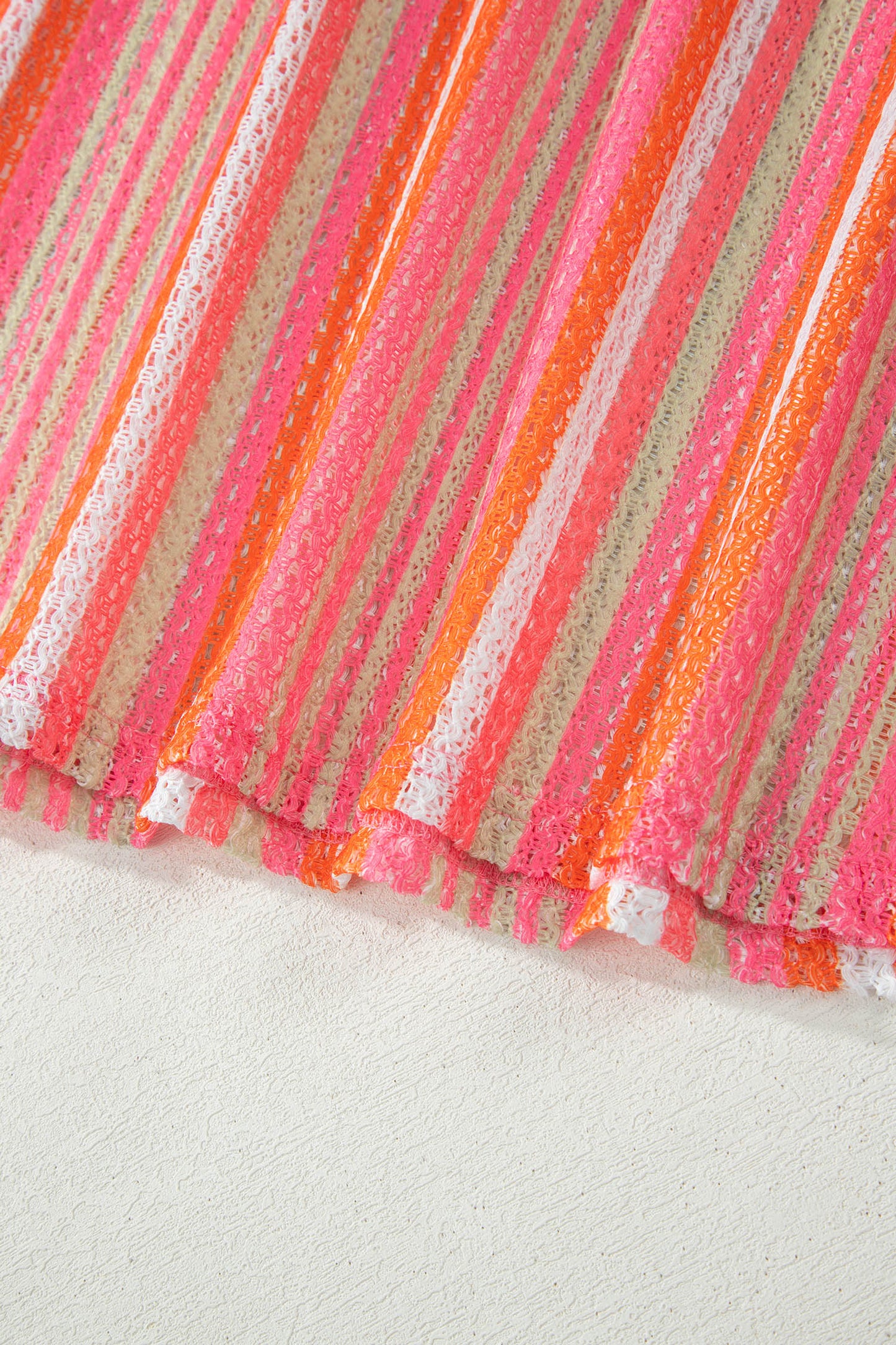 Pink Stripe Ruffled Straps Ribbon Knot Flowy Vacation Maxi Dress