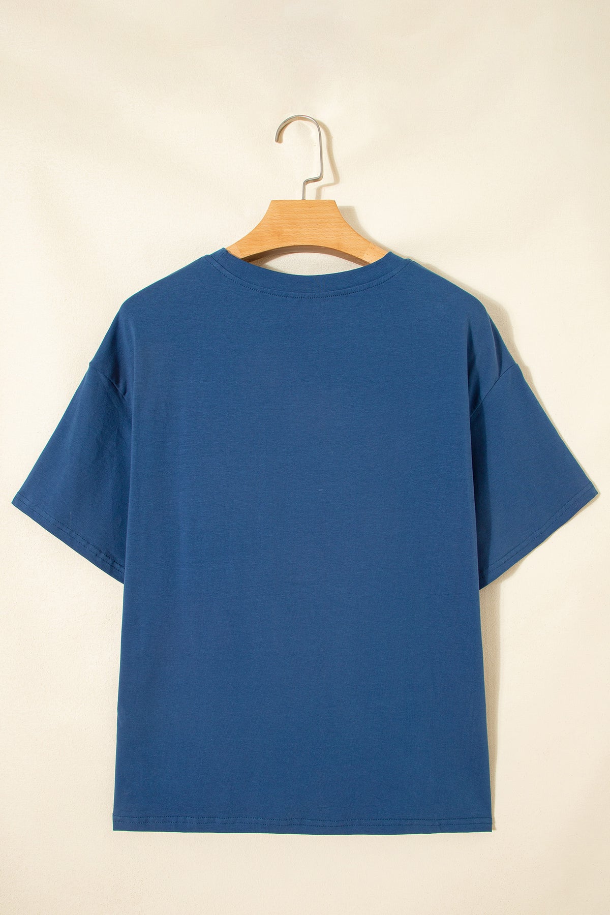 Sail Blue Color Block Chest Pocket Patched Casual Short Sleeve Top
