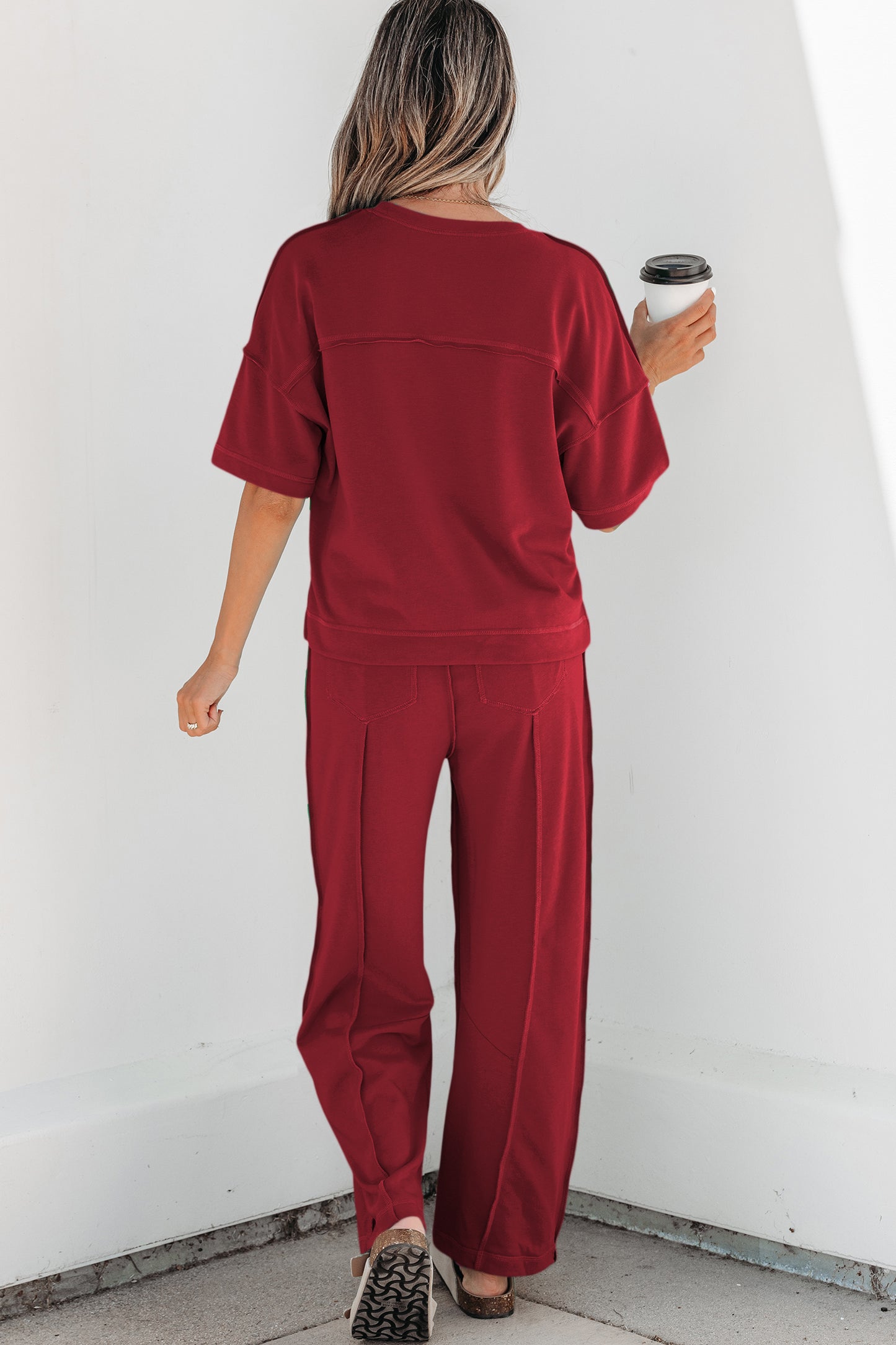 Orchid Bouquet Drop Shoulder Boxy Tee and Barrel Pants Set