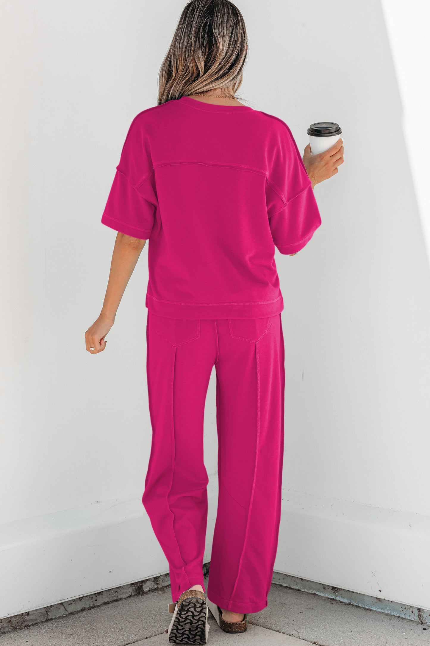 Orchid Bouquet Drop Shoulder Boxy Tee and Barrel Pants Set