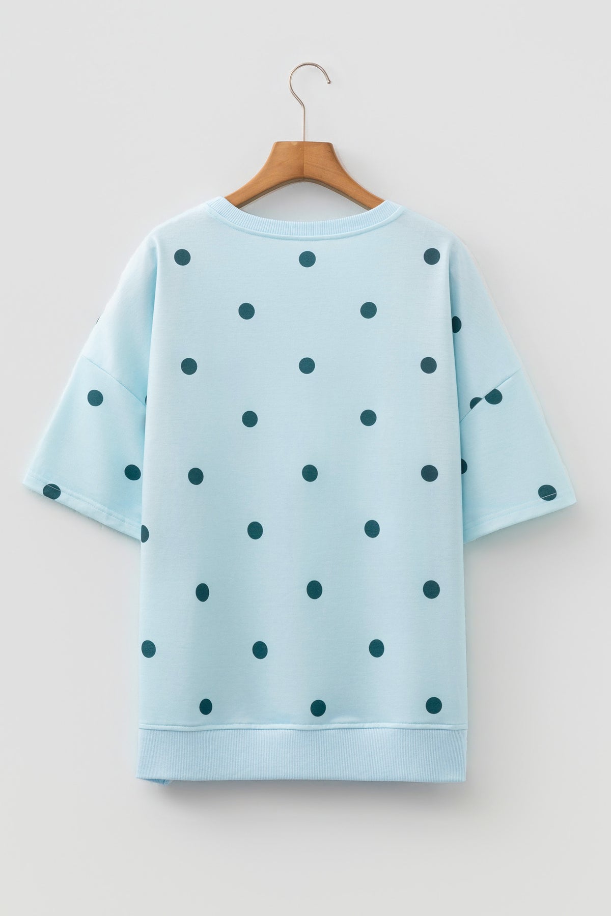 Polka Dot Print Crossed Seam Detail Oversize Tee