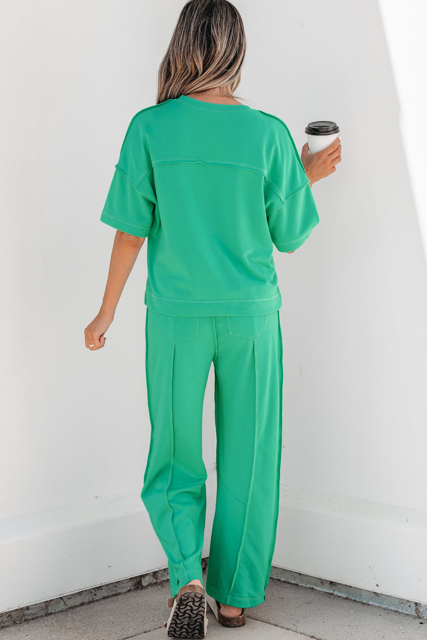 Orchid Bouquet Drop Shoulder Boxy Tee and Barrel Pants Set