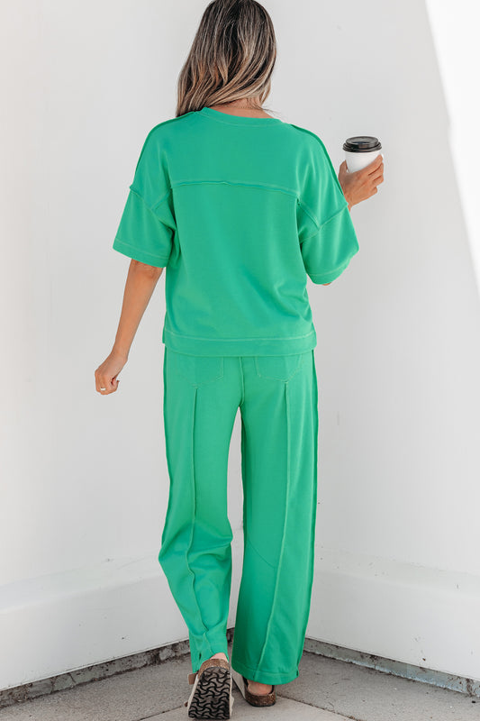 Orchid Bouquet Drop Shoulder Boxy Tee and Barrel Pants Set