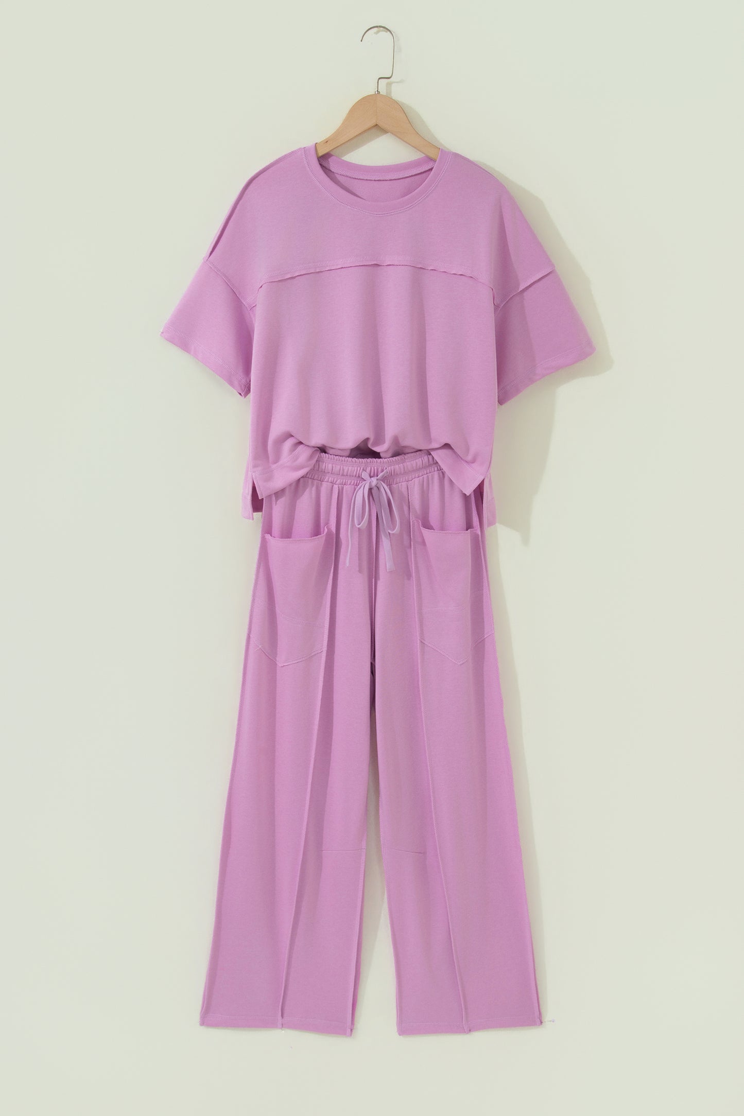 Orchid Bouquet Drop Shoulder Boxy Tee and Barrel Pants Set