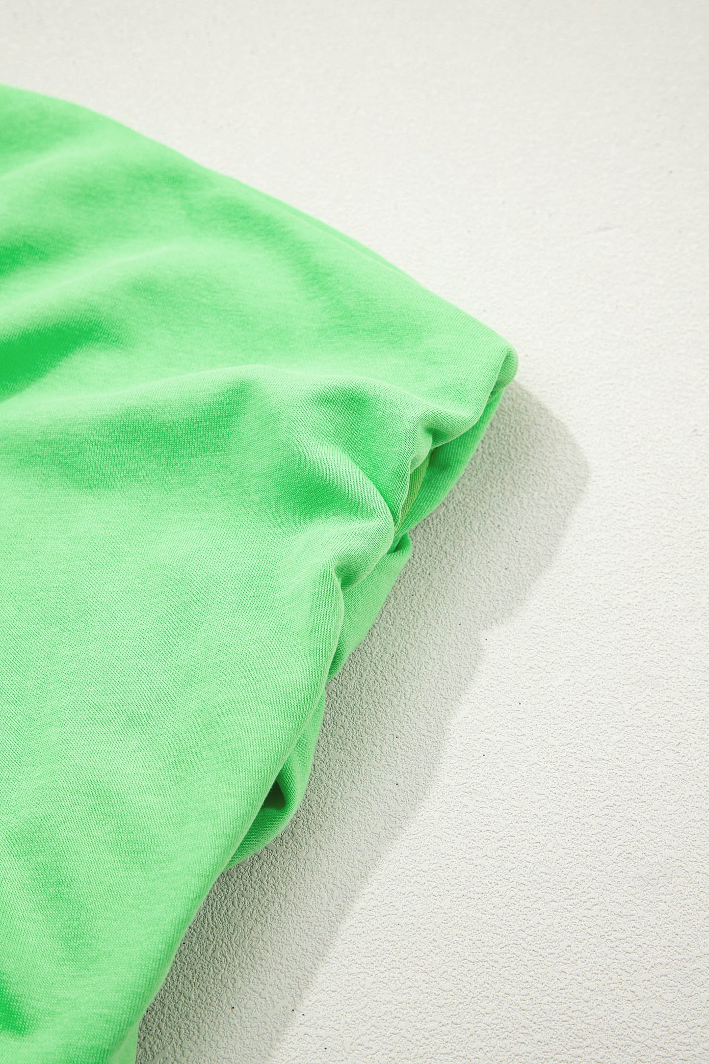 Green Solid Color Puffy Loose Top Drawstring Shorts 2pcs Outfit