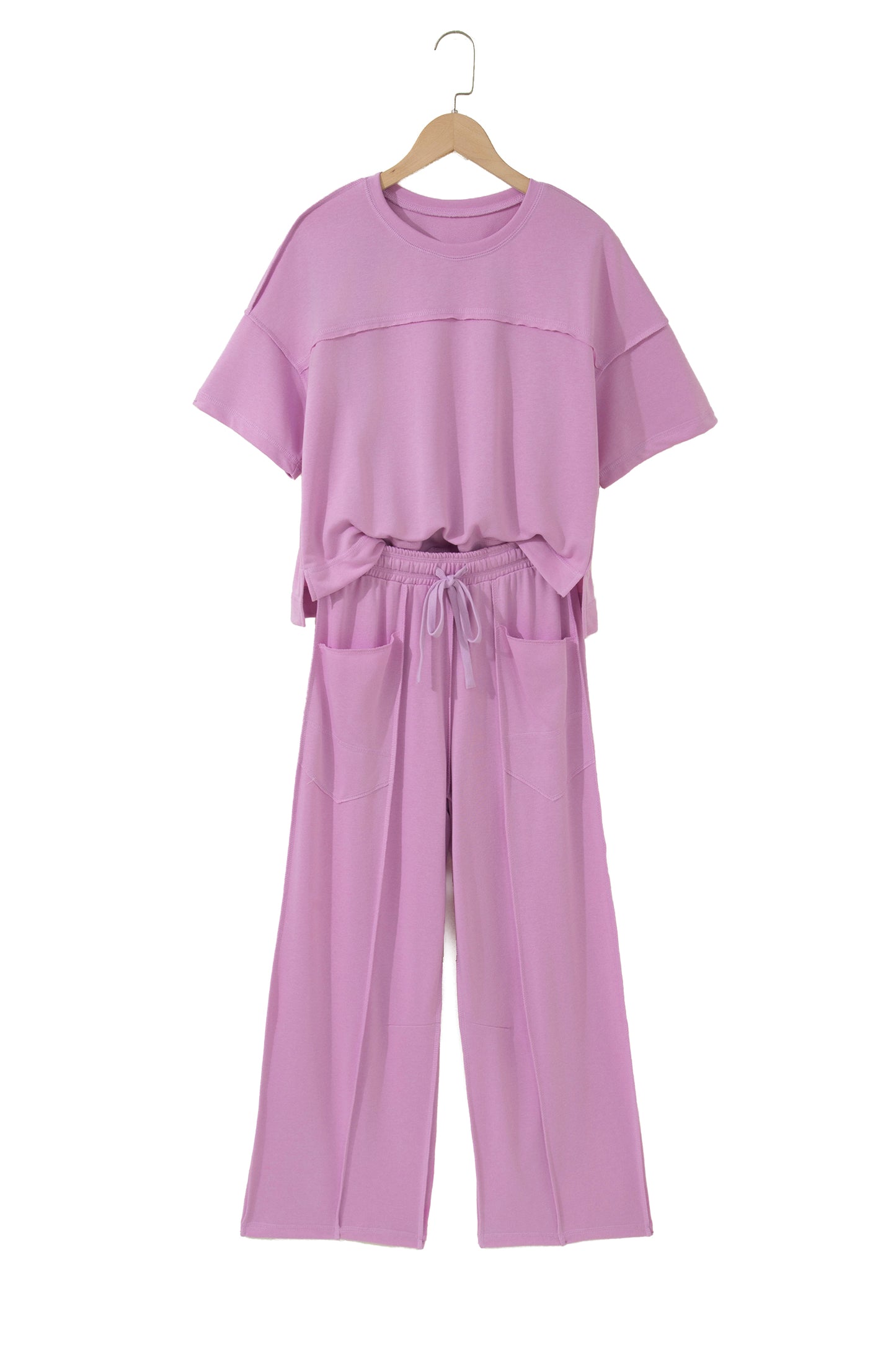 Orchid Bouquet Drop Shoulder Boxy Tee and Barrel Pants Set