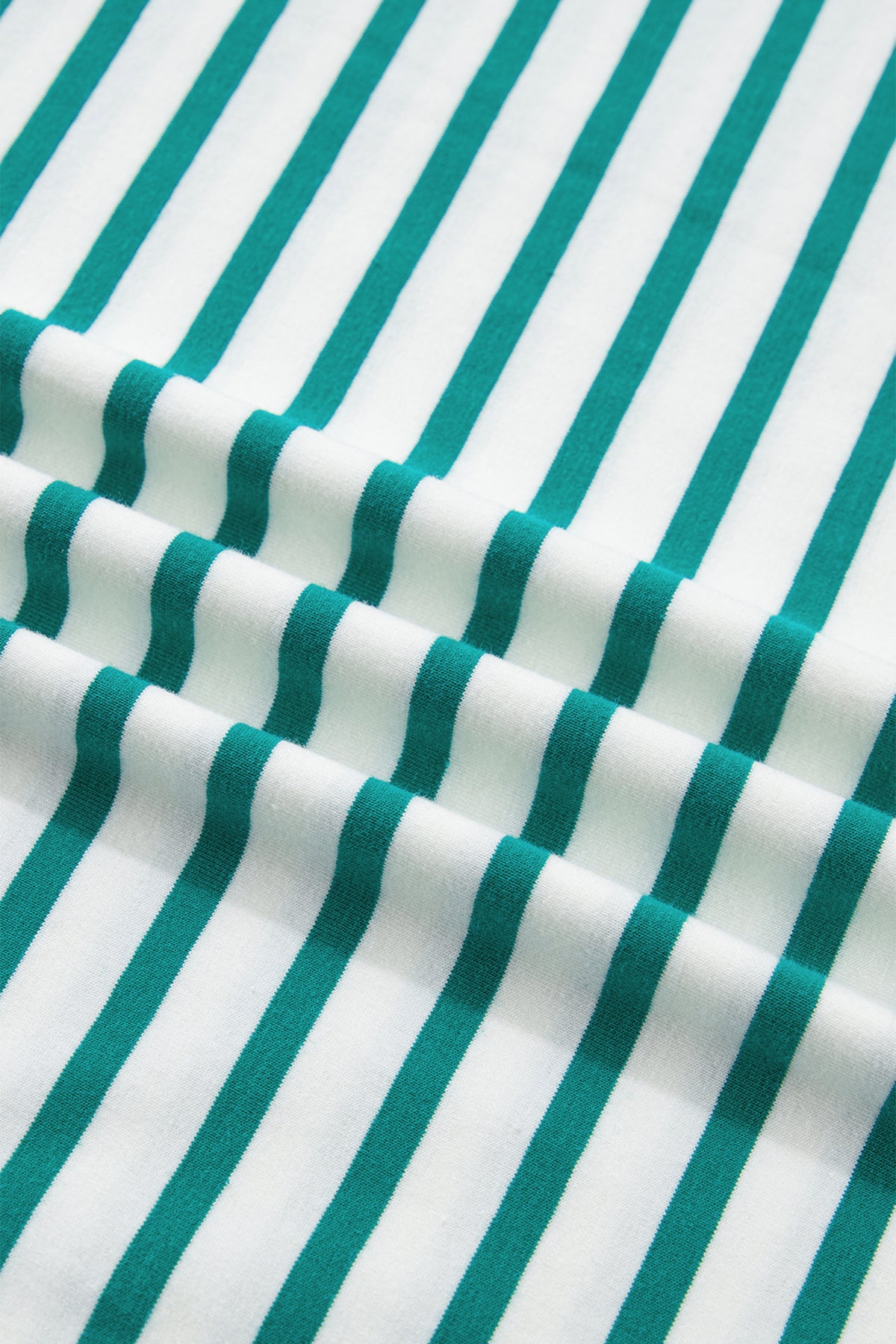 Red Stripe Scalloped Trim Round Neck T Shirt